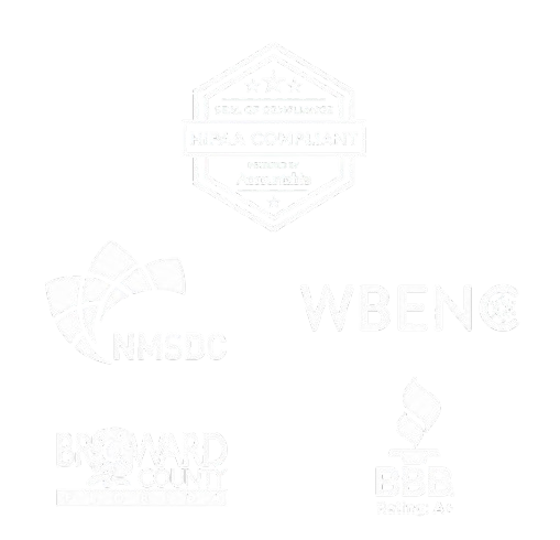 TCGC certifications: HIPAA Compliant, NMSDC, WBENC, Broward County CBE, BBB A+.